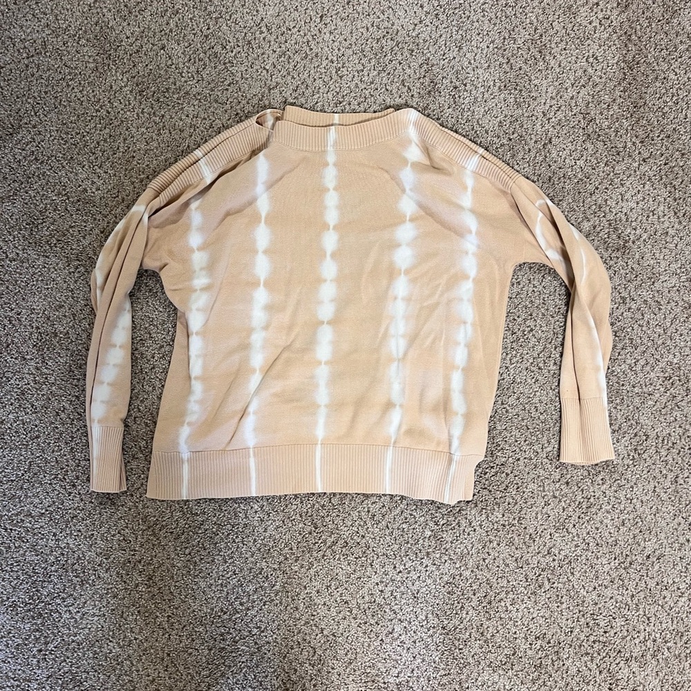 Vince Camuto Beige and White Cowl Neck Sweater